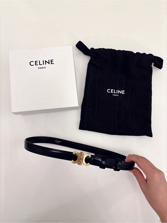 Celine Accessories - Celine Triomphe Belt Black/Gold (size 75)